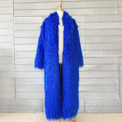 Soft Caress Women’s Blue Faux Fur Coat | Rave Set