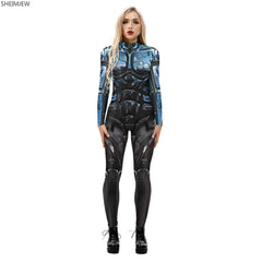 Blue Mecha Cyberpunk Bodysuit | Rave Set