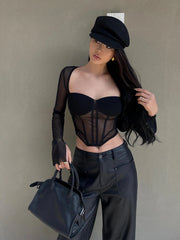 Noir Illusion Mesh Top | Rave Set