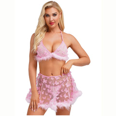 Pink Bloom Butterfly 3Pc Skirt Set | Rave Set