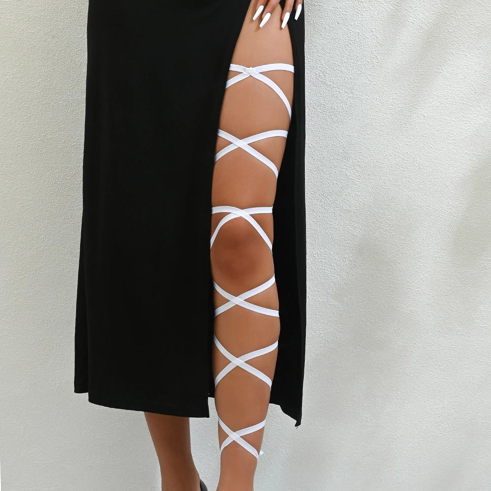 Classic White Crisscross Leg Wrap | Rave Set
