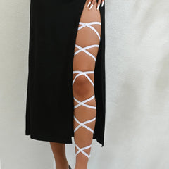 Classic White Crisscross Leg Wrap | Rave Set