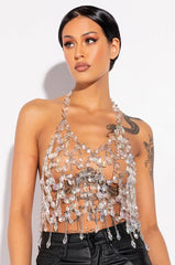 Crystal Cascade Women’s Chain Fringe Top | Rave Set