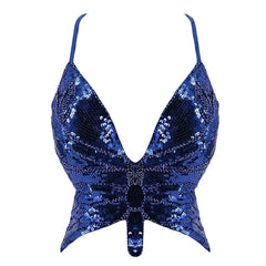 Eyes on Me Women's Deep Blue Butterfly Top | Rave Set