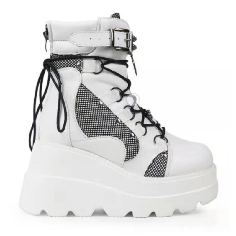 Bold Edge Platform Boots for Women White | Rave Set