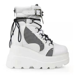 Bold Edge Platform Boots for Women White | Rave Set