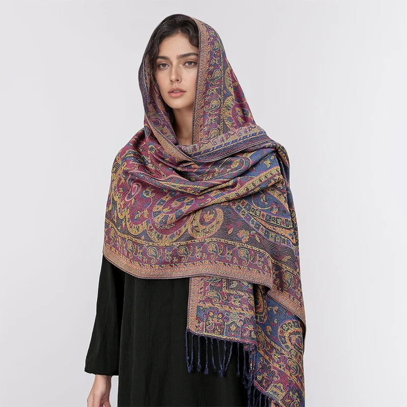 Mulberry Dusk Paisley Unisex Pashmina Scarf | Rave Set