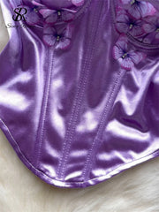 Satin Butterfly 3D Corset Top | Rave Set