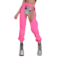 Neon Fever Pink Buckle Chaps | Rave Set