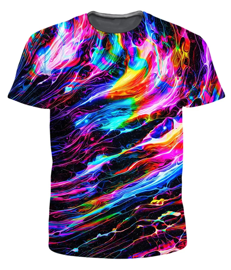 Men’s 3D Print Oversized T-Shirt Multicolor_Front View