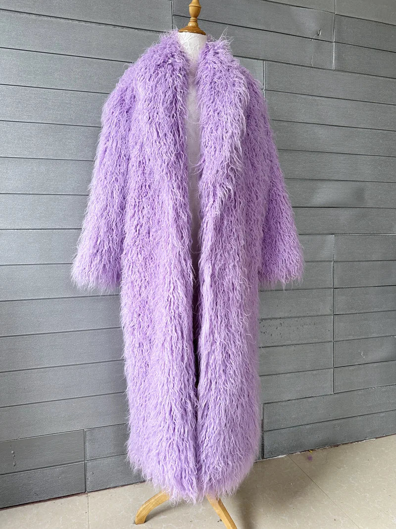 Soft Caress Women’s Light Purple Faux Fur Coat | Rave Set
