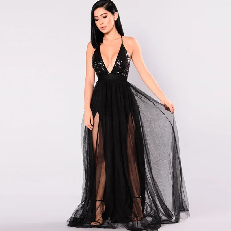 Glam Noir Cascade Gown | Rave Set