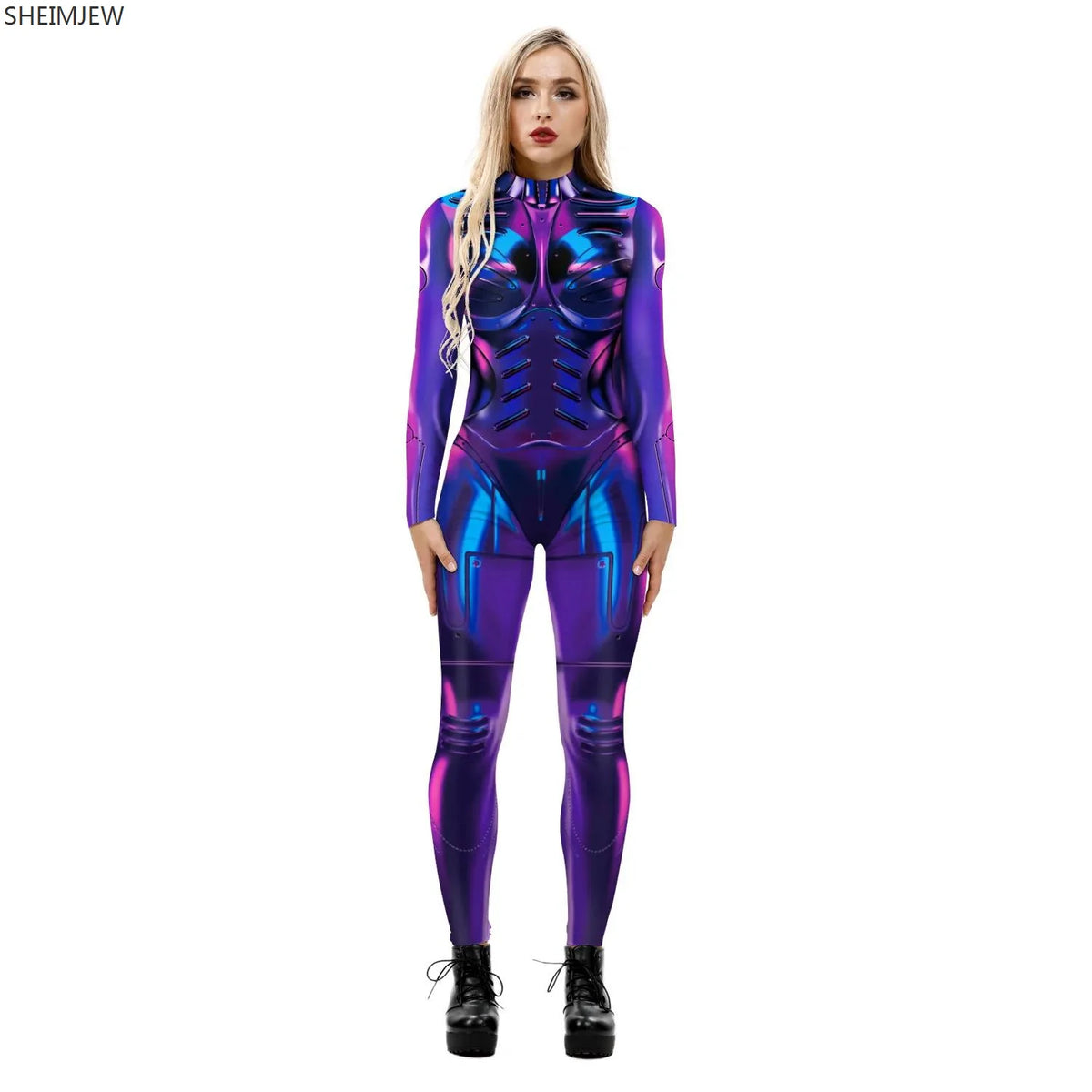 Violet Matrix Cyberpunk Bodysuit | Rave Set