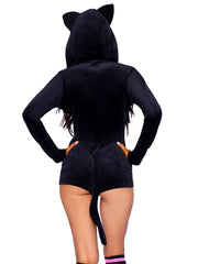 Hooded Cat Costume Romper for Women | Rave Set