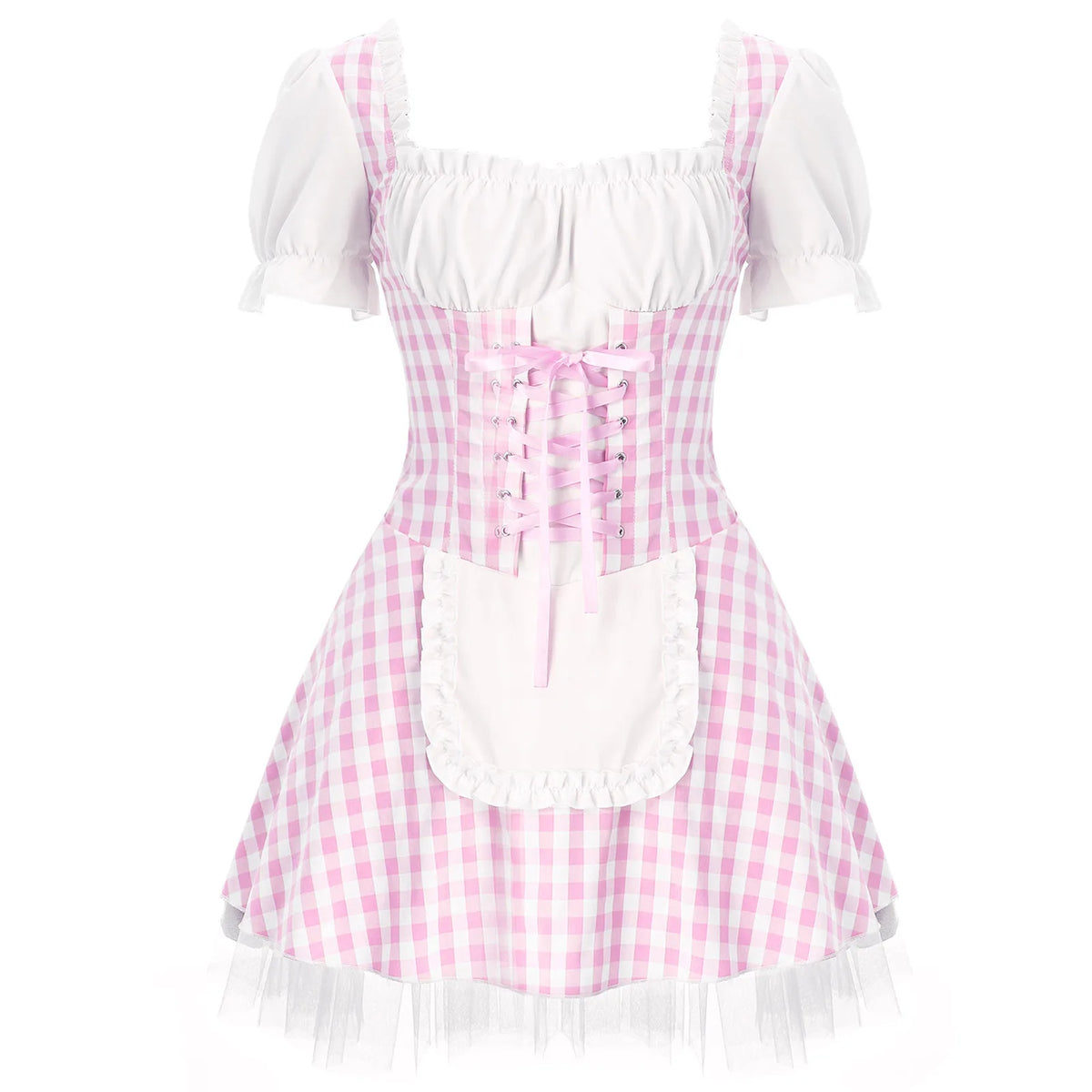 Pink Gingham Sweetheart Apron Dress | Rave Set