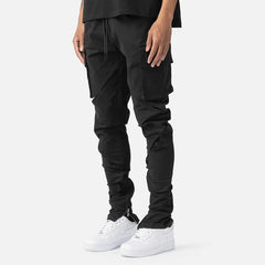 Zipper Pocket Cargo Pants for Men Black | Rave Set