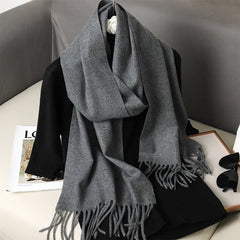 Women’s Warm Cotton Winter Scarf in Gray_Front View