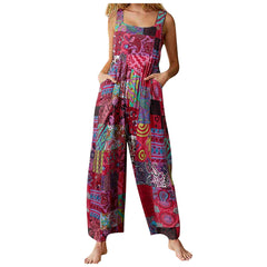 Boho Knit Summer Jumpsuit Red | Rave Set