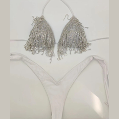 Crystal Drip Women's 2Pc White Bikini Set | Rave Set