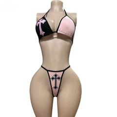 3-Piece Bikini Set with Hollow Skirt for Women_Front View