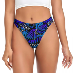 Monarch Butterfly Print Thong in Blue_Front View