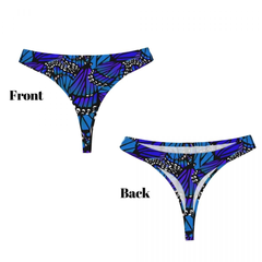 Monarch Butterfly Print Thong for Women Blue | Rave Set
