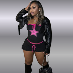 Lucky Star Women’s Black 2pc Skirt Set | Rave Set