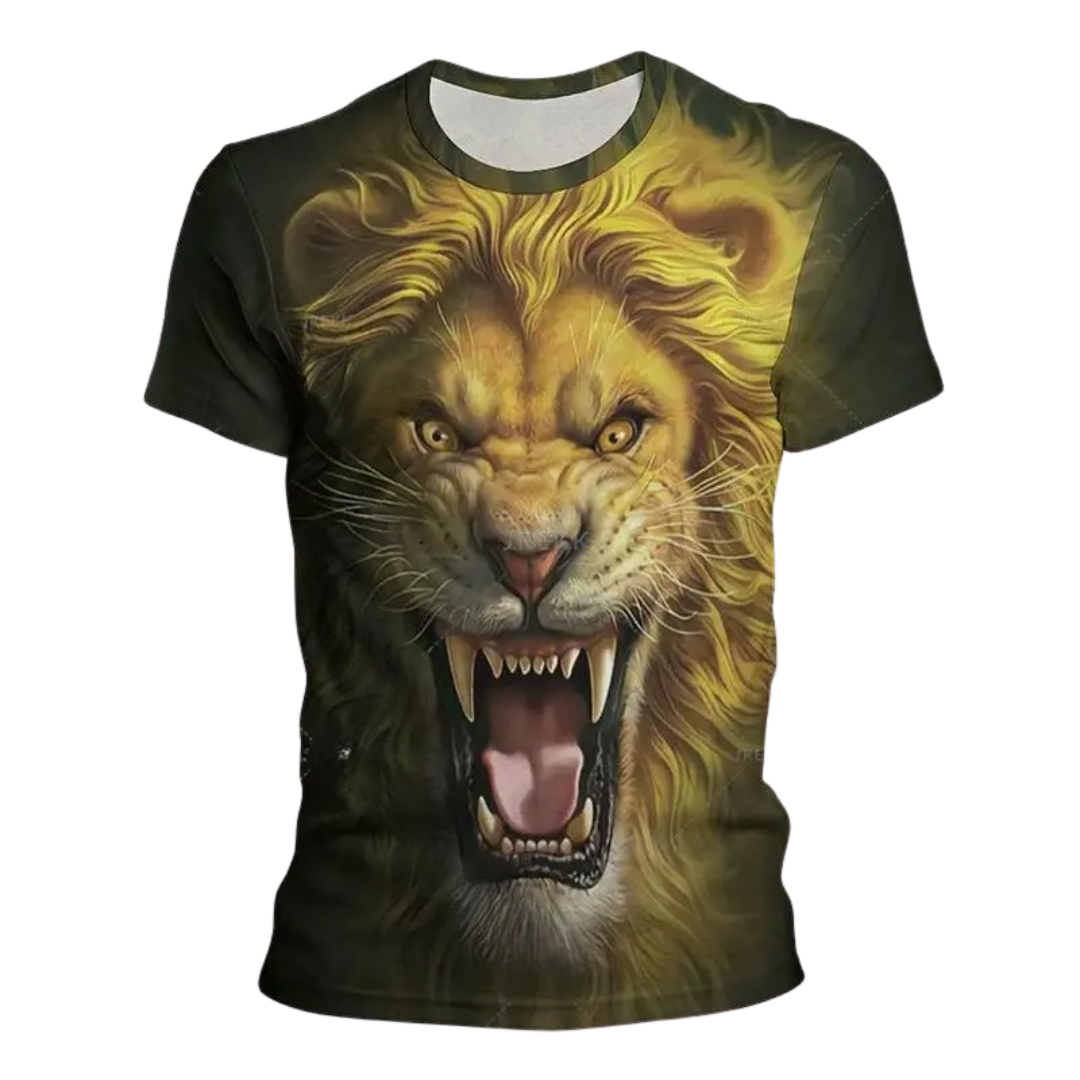 Golden Pulse Men's 3D Lion Tee | Rave Set