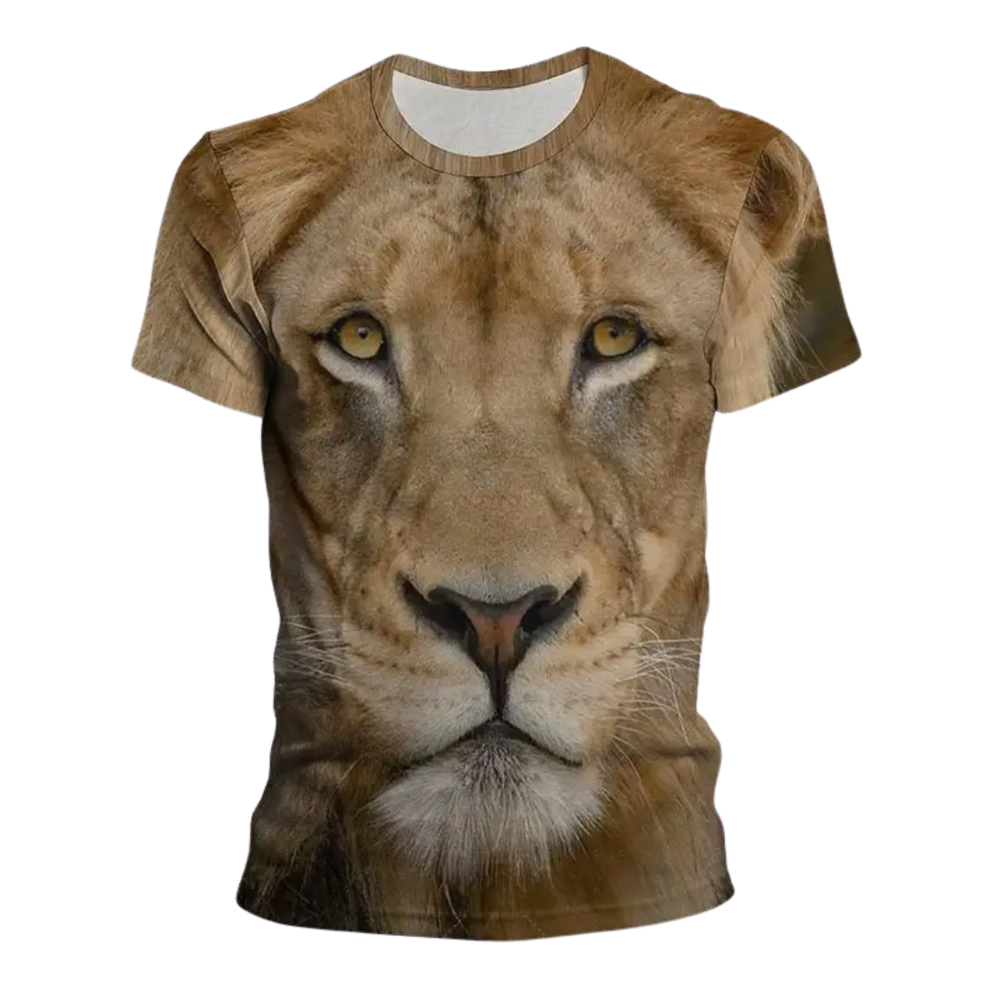 Amber Gaze Men's 3D Lion Tee | Rave Set
