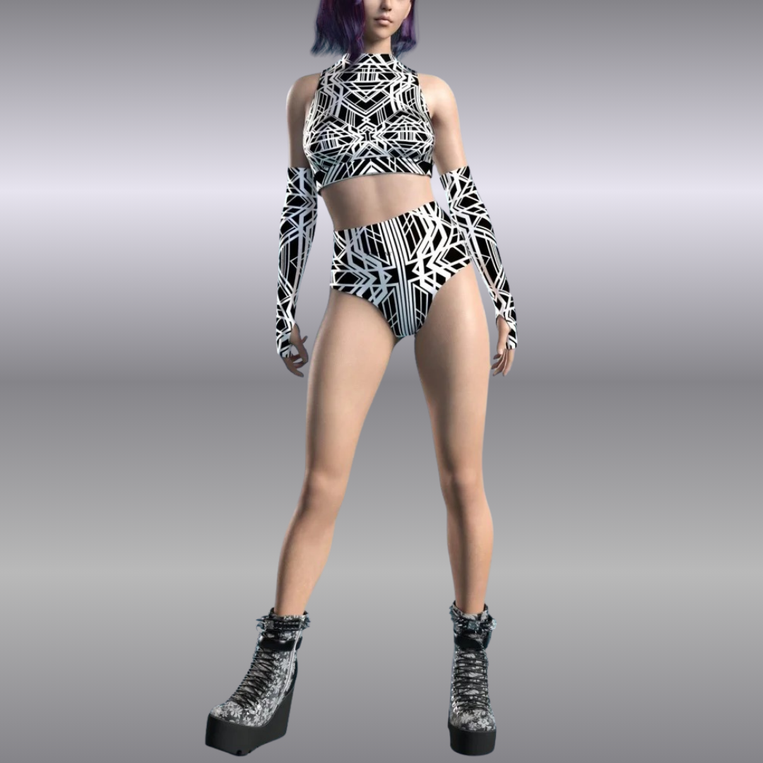 Graphic Grid Women's 3pc Set | Rave Set