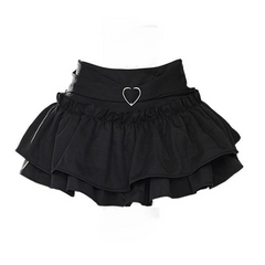 Ruffle Up Women’s Pleated Mini Skirt with Short in Black_Front View