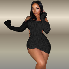 Dark Intent Women’s Knit Off Shoulder Dress | Rave Set
