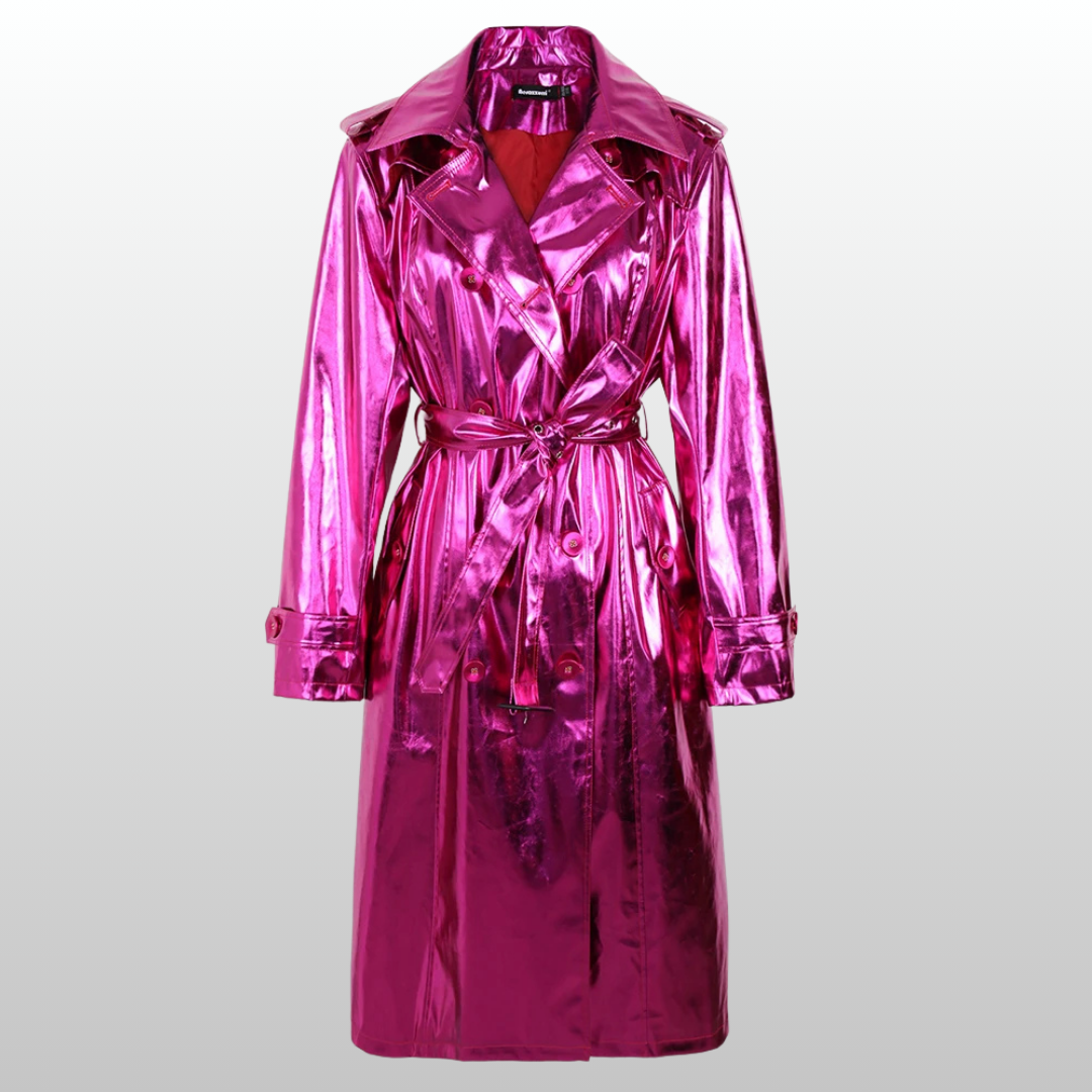 Stylish Reflective Trench Coat Women Purple | Rave Set