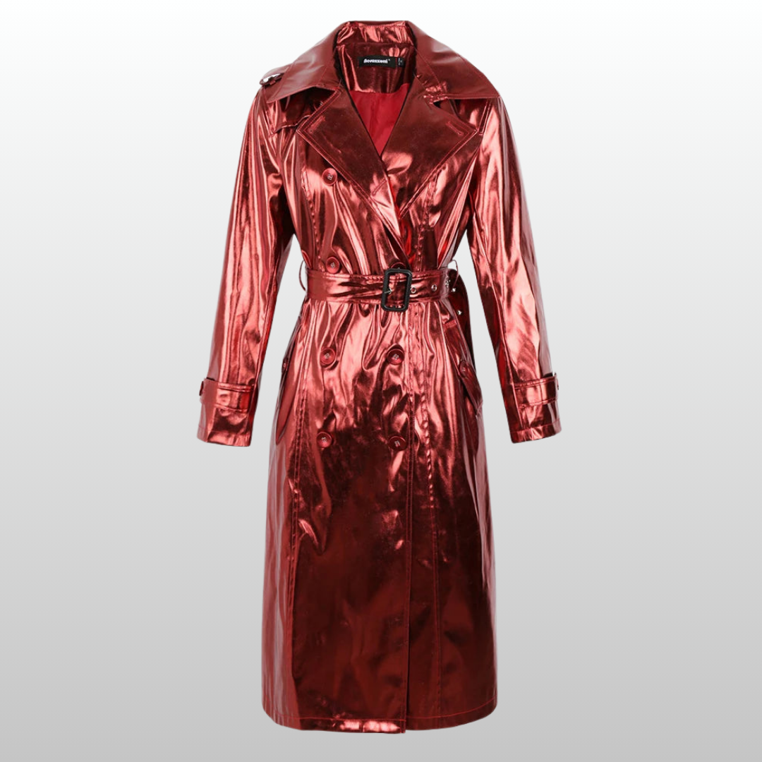 Stylish Reflective Trench Coat Women Brown | Rave Set