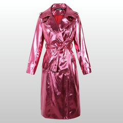 Stylish Reflective Trench Coat Women Magenta | Rave Set