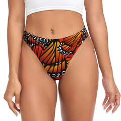 Monarch Butterfly Print Thong in Orange_Side View