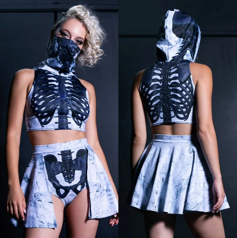 Frost Skeleton 2 Piece Costume Set | Rave Set