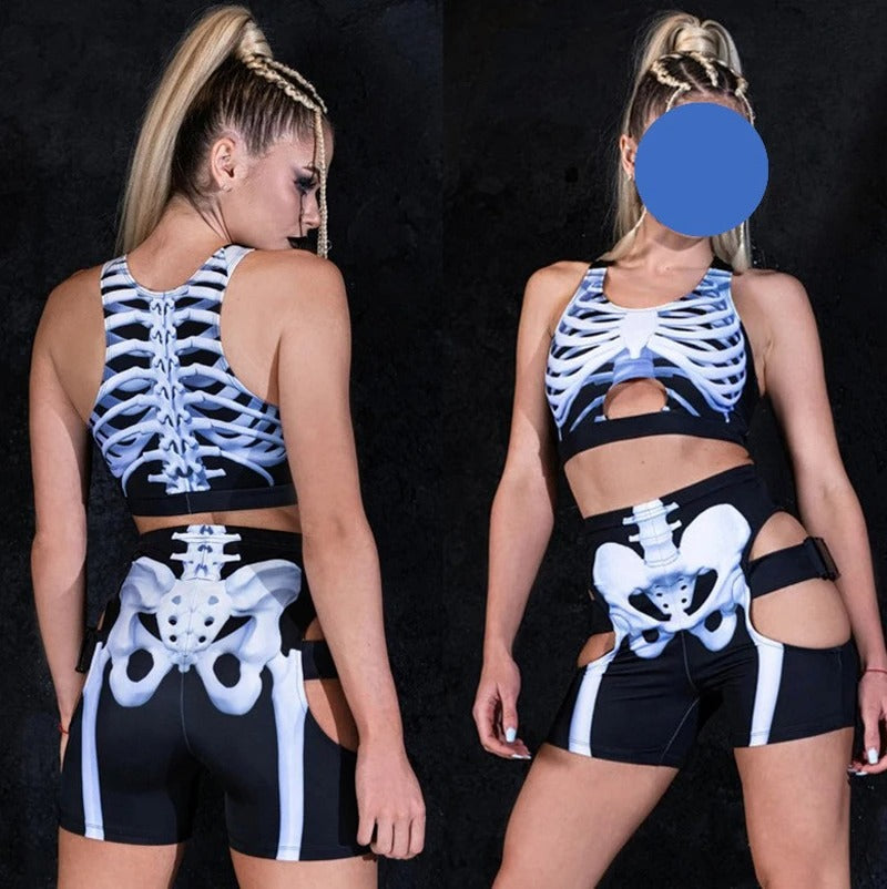 Shadow Skeleton 2 Piece Costume Set | Rave Set